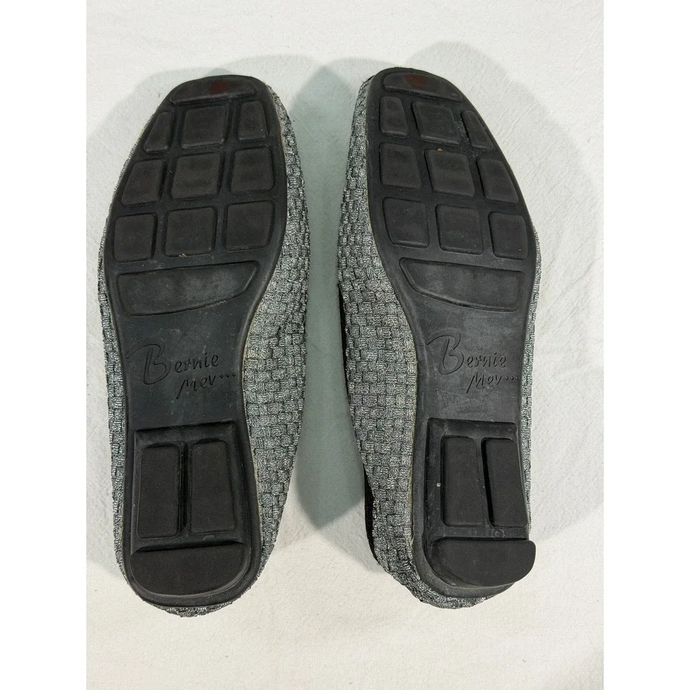 Bernie Mev‎ Loafers Womens 9 EU 40 Silver Woven Slip On Comfort Shoes Bamboo Bit